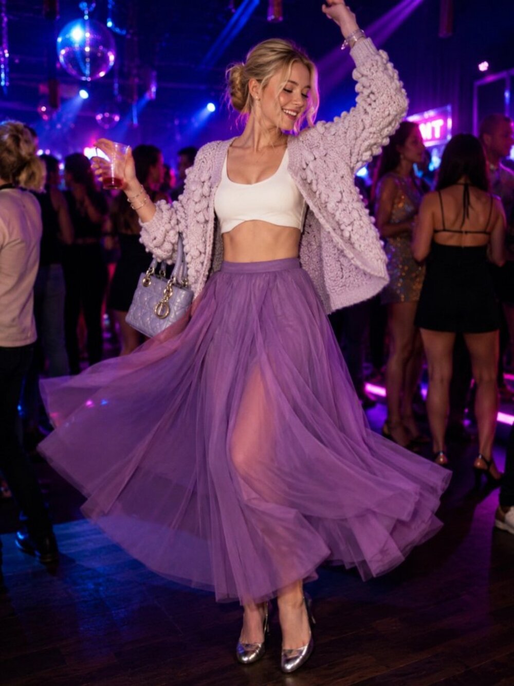 Kate Hewko Elastic Waist Tulle Balletcore Boho Small Lavender